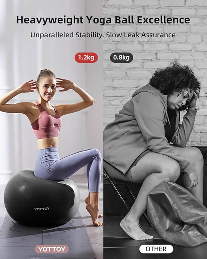 Anti-Burst Exercise Ball for Working Out, Yoga Ball for Pregnancy,Extra Thick Workout Ball for Physical Therapy,Stability Ball for Ball Chair Fitness with Pump