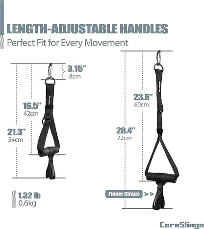 CoreSlings Cable Machine Handles with Finger Straps for gripping Forearm Strength Training, Workout Handles Cable attachments for Gym, Resistance Bands Handles.