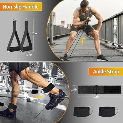 WHATAFIT Resistance Bands, Exercise Bands，Resistance Bands for Working Out, Work Out Bands with Handles for Men and Women Fitness, Strength Training Home Gym Equipment