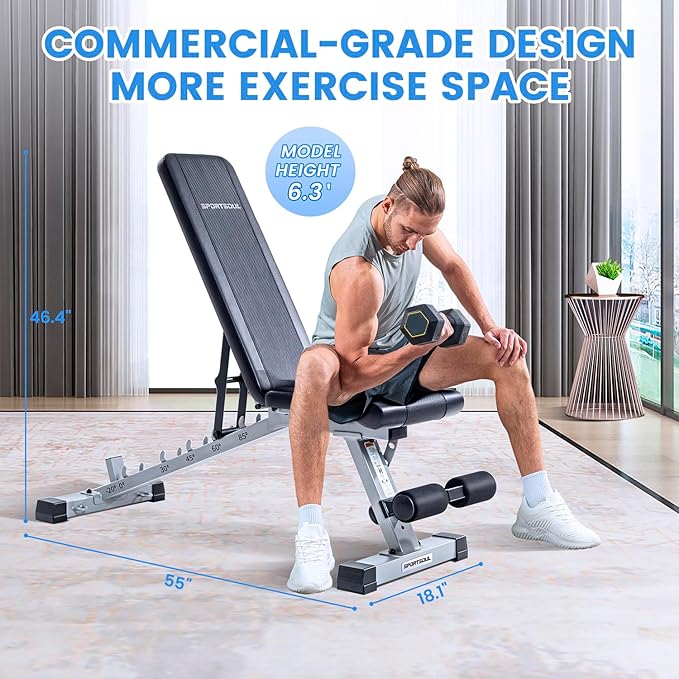 Adjustable Weight Bench Professional Utility Heavy Duty Workout Bench Incline Decline Flat Multi-Purpose Bench Press