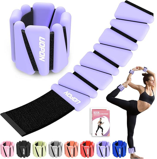 Wrist Ankle Weights for Women Set of 2, Adjustable Silicone Weighted Bangles, Wearable Ultra-durable Strips Weight Bracelet 2 lbs/4 lbs for Yoga, Pilates, Barre, Walking, Arm & Leg Workout