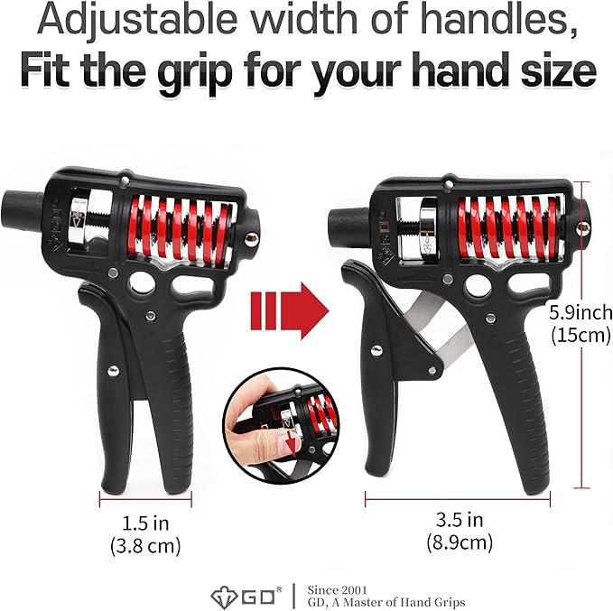 GD Grip Strength Trainer (Premium Adjustable Grip Strengthener for Forearm Training) Wrist and Forearm Strengthener