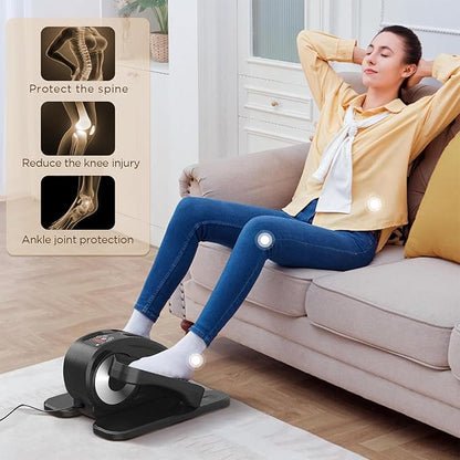 Under Desk Elliptical, Electric Foot Pedal Exerciser, Fully Assembled Seated Elliptical, Compact Portable Elliptical Machine Trainer with Remote Control, Mini Elliptical Leg Exerciser for Home