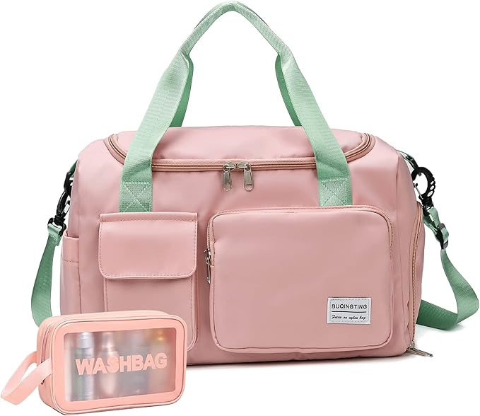 Small Gym Bag for Women, Travel Duffle Bag Carry On Weekender Bag with Shoe Compartment