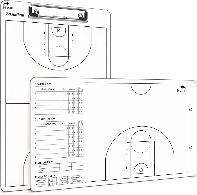 Scribbledo Basketball Dry Erase Board for Coaches 15"x9" Double Sided Basketball Whiteboard Coaching Board Equipment Basketball Accessories The Perfect Coach Gifts