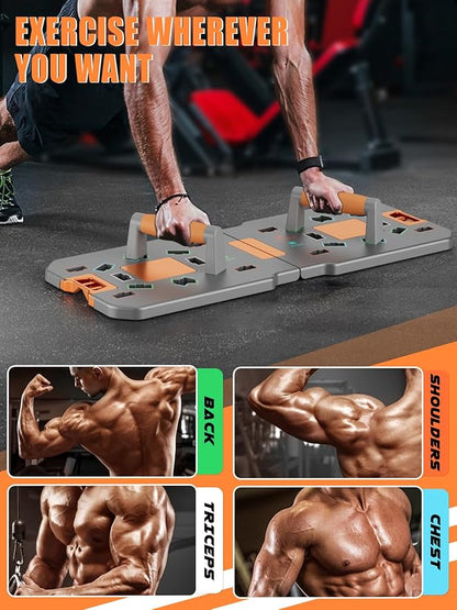 Push Up Board Fitness, reinforced with durable metal frame, Pushup board, Portable & Foldable Push Up Bar Set for Home Gym Fitness, Pushup Handles, Resistance Bands, Ab Roller, etc.