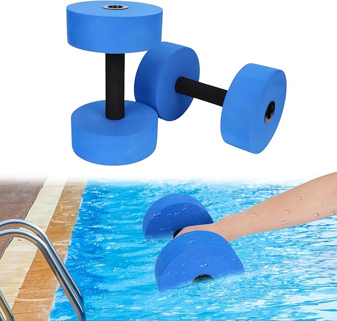 Aquatic Exercise Dumbbells Water Dumbbell Pool Resistance Aquatic Fitness Barbells with 4 High-Density EVA Foam Pool Weights Dumbbells, for Water Aerobics Weight Loss