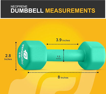 Neoprene Coated Workout Dumbbells set of 2 – Anti Roll, Non Slip with Smooth Grip Fitness & Exercise Dumbbells – Hexagon Shaped Hand Weights for Women & Men – Best Choice for Gyms & home use