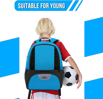 Soccer Bag&Soccer Backpack&Backpack for Football Volleyball Basketball,Sport Equipment Bags with Shoe compartment. (Blue)