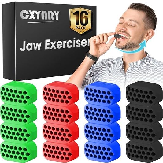 CXYARY 16PCS Jaw Exerciser for Men & Women, 4 Resistance Levels, Silicone Jawline Exerciser, Jaw Trainer Strengthener, Jawline Shaper, Jaw Line Exercise(U.S. Patent in Application Process)