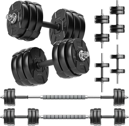 Heavy Adjustable Dumbbell Barbell Set - RUNWE 100 90 70 70 50 50 lb 1" Center 3-in-1 Adjustable