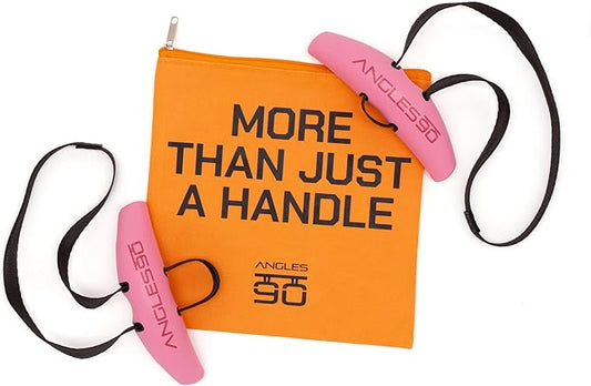 Angles90 Grips - Original Gym Pull Up Grip Handles, Gym Handles, Lat Pulldown Attachments, Perfect Grips for T-bar Row, Cable Machine, D Handle, Grip Strength Trainer, Gym Equipment, Lat Bar (Orange/Pink)