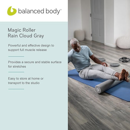 Balanced Body Magic Roller, Muscle-Release Roller, Muscle Roller for Post-Pilates Workout or Physical Therapy, Stretching Tool, Rain Cloud Gray