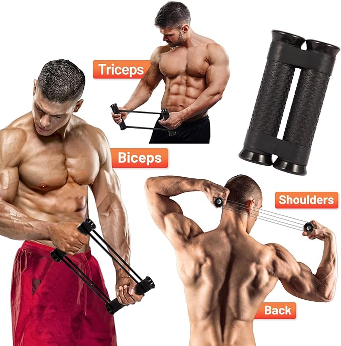 Antetek Rip Stick -Workout Equipment Resistance and Strength Training for Shoulders, Back, Biceps and Joint Rehab 2 Handles and (10 Adjustable Rip Stick Bands Included)