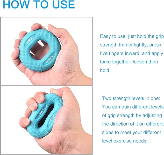 uxcell Hand Grip Strengthener, Silicone Rings Finger Forearms Exercise Grip Trainer for Rock Climbing Athletes Workout