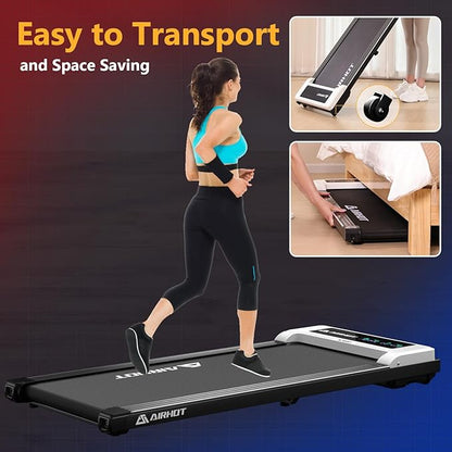 Walking Pad Treadmill, 2.5HP Under Desk Treadmill with Remote Control & LED Display, Quiet Desk Treadmill for Compact Space, Portable Treadmill for Home Office Use