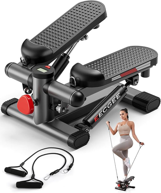 Steppers for Exercise, Mini Stepper with Exercise Equipment for Home Workouts,Hydraulic Fitness Stair Stepper with Resistance Band & Calories Count 350lbs Weight Capacity