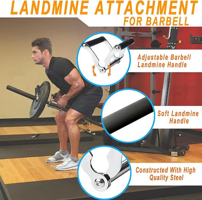 Viking Press Landmine Handle for 2-Inch Barbell, T-Bar Row Attachment Core Strength Training Accessories, Shoulder Press Landmine Attachment Equipment