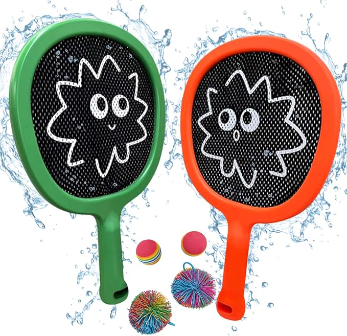 Racquet Paddle Bouncy Ball Play Set for Kids Adults Family Activities, Indoor or Outdoor Play Games, Great Gift Choice for Children’s Birthday, Christmas or House Warming