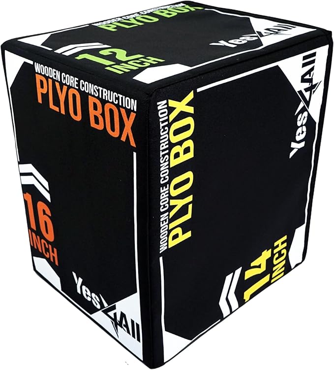 Yes4All 3-in-1 Soft-Padded Plyo Box With Wooden Core, Non-Slip Multi-Use Cushioned Plyometric Jump Box for Jumping, Conditioning, Strength Training