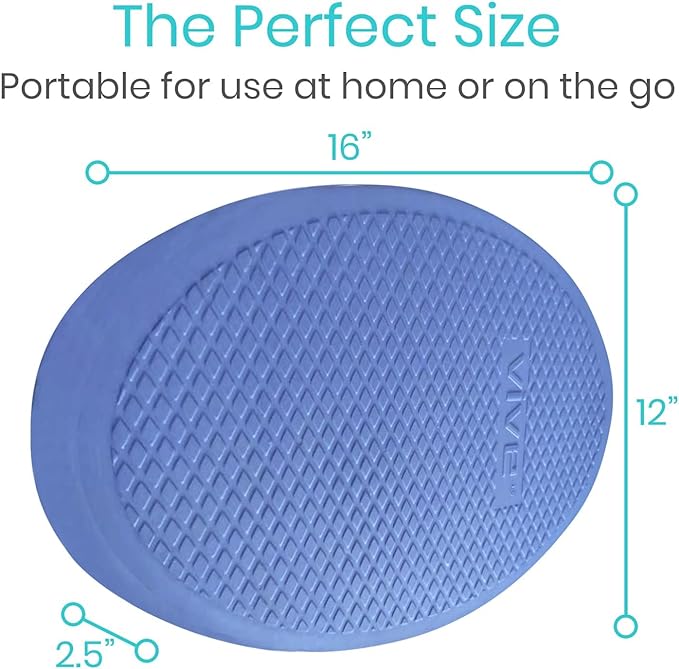 Vive Oval Balance Pad - Wobble Cushion For Physical Therapy And Rehabilitation Equipment - Soft Stability Trainer Foam For Workouts, Yoga, Core Strength And Pilates - Device For Women, Men And Kids