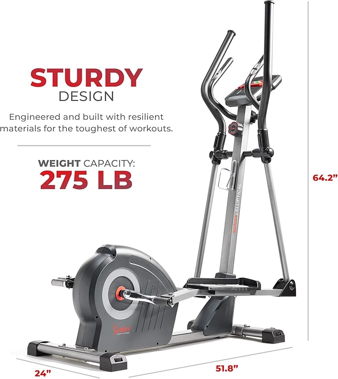 Sunny Health & Fitness Legacy Stepping Elliptical Machine, Total Body Cross Trainer, Low Impact Exercise Equipment with Optional SunnyFit App Enhanced Connectivity