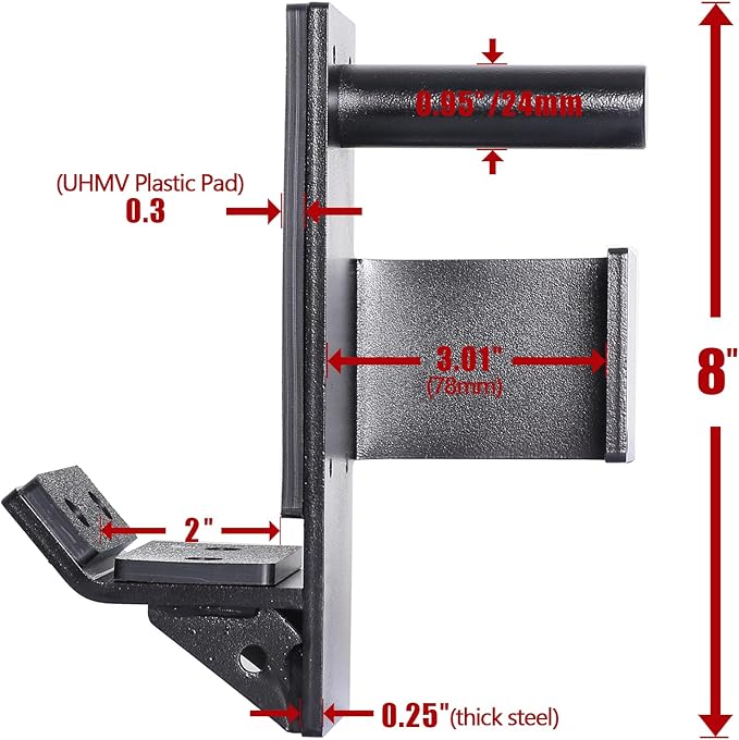 SYL Fitness J-Hooks for Squat/Power Rack - Available in 2"x2" and 3"x3", Heavy Duty J-Cups Barbell Holder with UHMV Pads