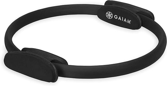 Gaiam Pilates Ring 15" Fitness Circle - Lightweight & Durable Foam Padded Handles | Flexible Resistance Exercise Equipment for Toning Arms, Thighs/Legs & Core, Black