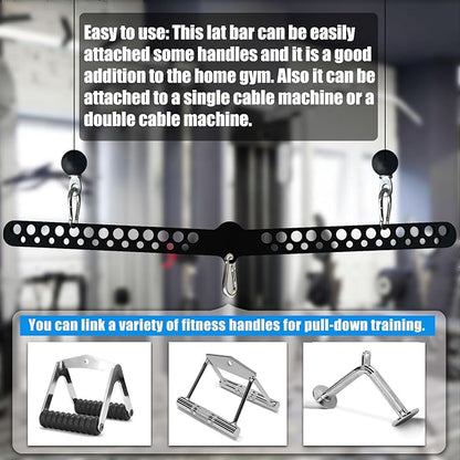 KORIKAHM Multi-Grip LAT Pull Down Bar for Home Gym Fitness, Spreader Plate LAT Pulldown Attachments for Pulley System Cable Machine, Double to Single Cable Attachment Exercise Handle