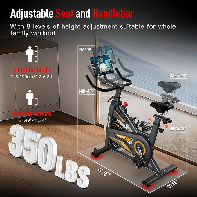 HARISON Magnetic/Brake Pad Exercise Bike 350lbs Capacity, Bluetooth Stationary Bikes for Home with Tablet Holder & Comfortable Seat Cushion