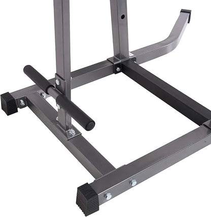 Power Tower 5 in 1 Exercise Equipment, Pull Up Bars, Squat Rack, Dips Machine & More. Sturdy Strength Training, All Body Workout, Adjustable Height, Home Gym, Handles Included, Family Workout,Grey