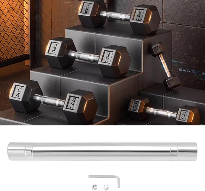 Create idea Dumbbell Connector Bar Dumbbell Pure Steel Connector Barbell Connector Bar Spin-Lock Dumbbell Connector with Bolts Wrench