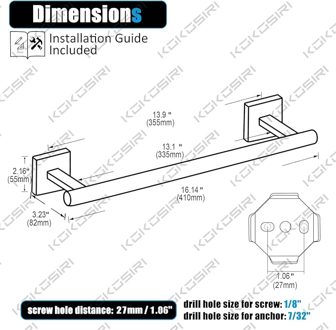 KOKOSIRI Hand Towel Bar Bathroom Towel Holder for Bath Kitchen Cabinet Towel Rails 16 Inch, 2 Pack Oil Rubbed Bronze Stainless Steel B4005ORB-L16-P2