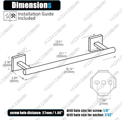 KOKOSIRI Hand Towel Bar Bathroom Towel Holder for Bath Kitchen Cabinet Towel Rails 16 Inch, 2 Pack Oil Rubbed Bronze Stainless Steel B4005ORB-L16-P2