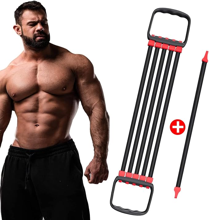 Chest Expander for Chest Arm Legs Shoulder Back Muscles Training, Chest Exerciser for Men with 5 Removable Ropes, Fitness Training Set for Pilates Push Ups Full Body Home Gym Workout Band