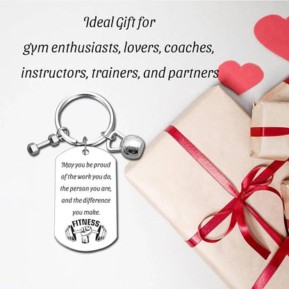 Fitness Keychain Featuring Dumbbell and Kettlebell with Uplifting