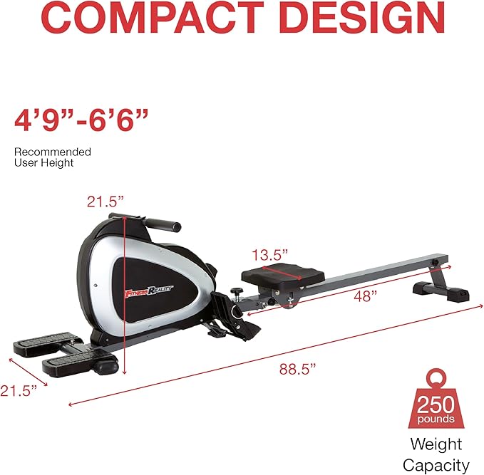 Fitness Reality Magnetic Rowing Machine with Bluetooth Workout