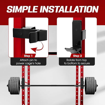 Yes4All Attachments Capacity 1000 LBS for 2x2" Tube, 1" Hole Power Cage including J-Hook, Spotter Arm, Dip Bar for Squat Rack