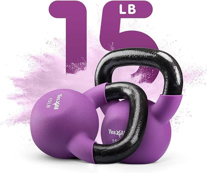 Yes4All Neoprene Coated/Adjustable Kettlebell & Kettlebell Sets - Hand Weights for Home Gym & Dumbbell Weight Set training