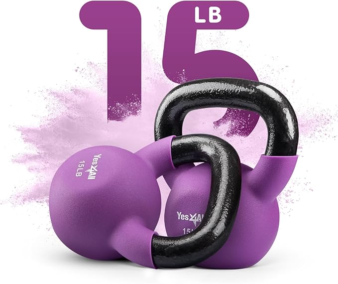 Yes4All Neoprene Coated/Adjustable Kettlebell & Kettlebell Sets - Hand Weights for Home Gym & Dumbbell Weight Set training