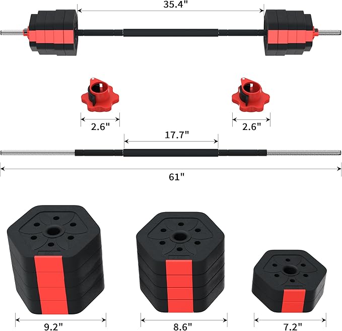 VIVITORY Barbell Weight Set, Adjustable Dumbbells 55/66/88 lb with Two bars, Exercise Fitness Free Weights Lifting for Home Gym