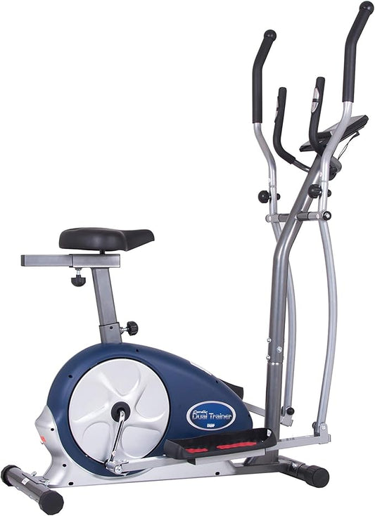 Body Champ 2-in-1 Upright Exercise Bike and Elliptical Trainer with Seat, Heart-Rate Monitor, and Programmable LCD Console, BRM3671