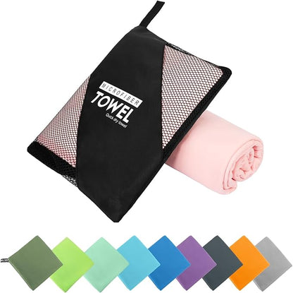 Microfiber Travel Towel, Soft Lightweight Quick Dry Towel, Super Absorbent Compact Travel & Sports & Beach Towels for Camping, Backpack, Gym, Swimming, Yoga, Hiking (L:24"×48" -Pink)