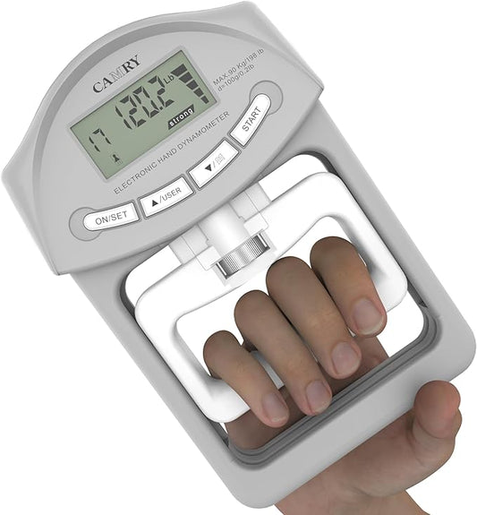 CAMRY Digital Hand Dynamometer Grip Strength Measurement Meter 198Lbs / 90Kgs Auto Capturing Electronic Hand Grip Power