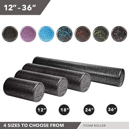 High-Density Round Foam Rollers - 4 Size and 8 Color Options - Massage Rollers for Stretching, Deep Tissue and Myofascial Release