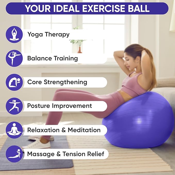 APEXUP Yoga Ball Exercise Ball, Pilates Ball, Anti Slip Stability Ball, Heavy Duty Gym Ball for Fitness, Balance, Core Workout, Physical Therapy