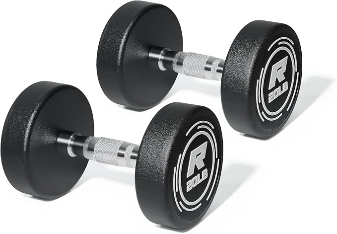 Ritfit 5-250 LBS PVC Encased Round Dumbbell sets with Knurled Handle and Optional Rack, Strength Training Equipment for Home Gym