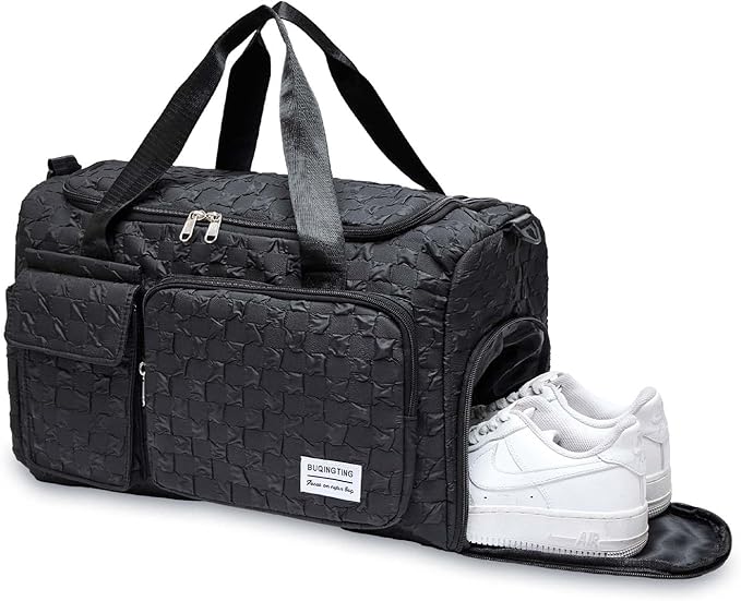 Small Gym Bag for Women, Travel Duffle Bag Carry On Weekender Bag with Shoe Compartment