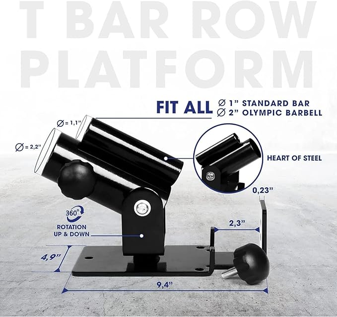 Yes4All T Bar Row Platform, Landmine Attachment for Barbell fits 1” Standard Bar & 2” Olympic Bar, Landmine Handle T Row