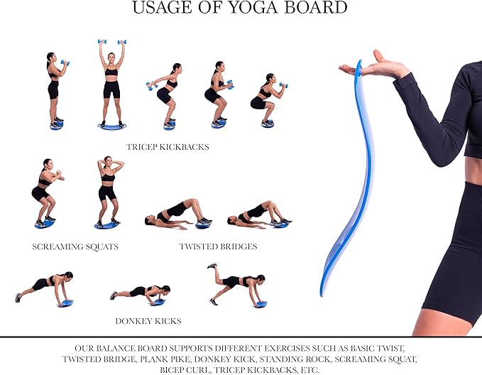 Balance Boards Yoga, Fitness Board, Workout Balance Board Sports, Twist Board for Workout, Gym Sports, Balancing Exercises, Dancers, Stability Training Twisting, Exercise Abs Arms Legs,Blue